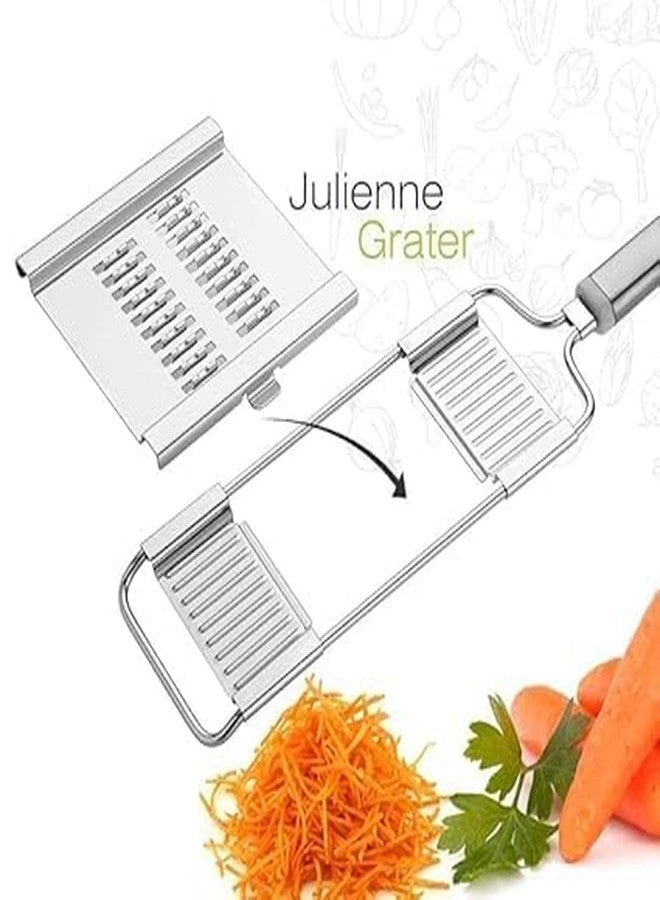 SYPM 6 in 1 Stainless Steel Grater and Slicer/Vegetable Cutter/French Fries Cutter/Potato Chips Cutter (Silver) - Image 5